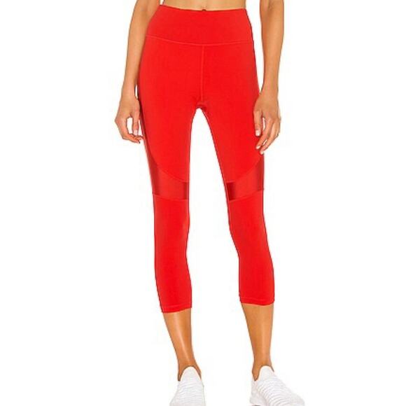 Alala Crop Vamp Leggings Size Large‎ Bright Red Active Performance High Waist - Picture 1 of 9